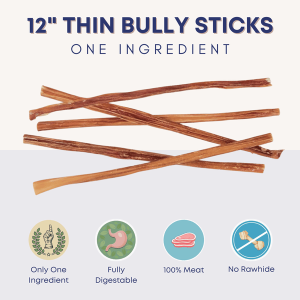 12" Thin Bully Sticks - Bully Sticks Central