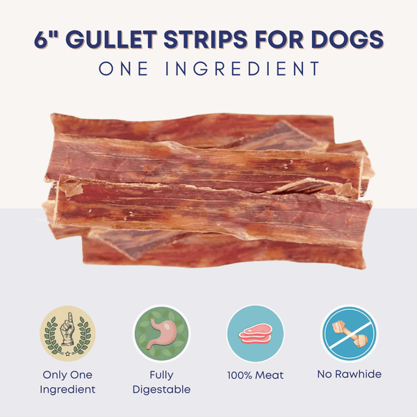 6" Gullet Strips For Dogs - Bully Sticks Central