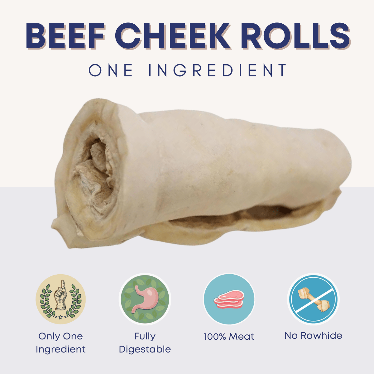 Beef Cheek Rolls Natural and Long Lasting Dog Chews
