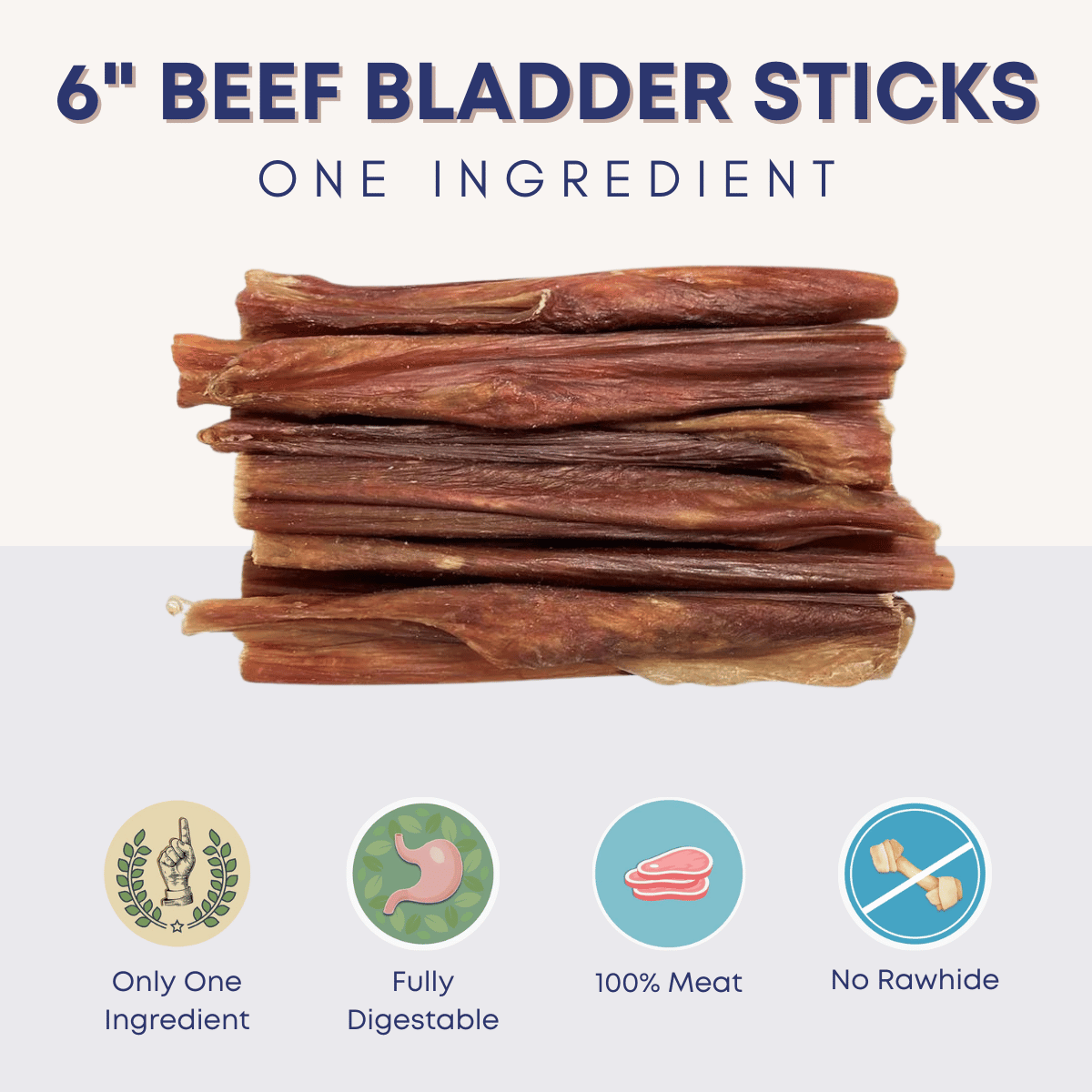 6" Beef Bladder Sticks 12 Units AllNatural Dog Chews for Digestive